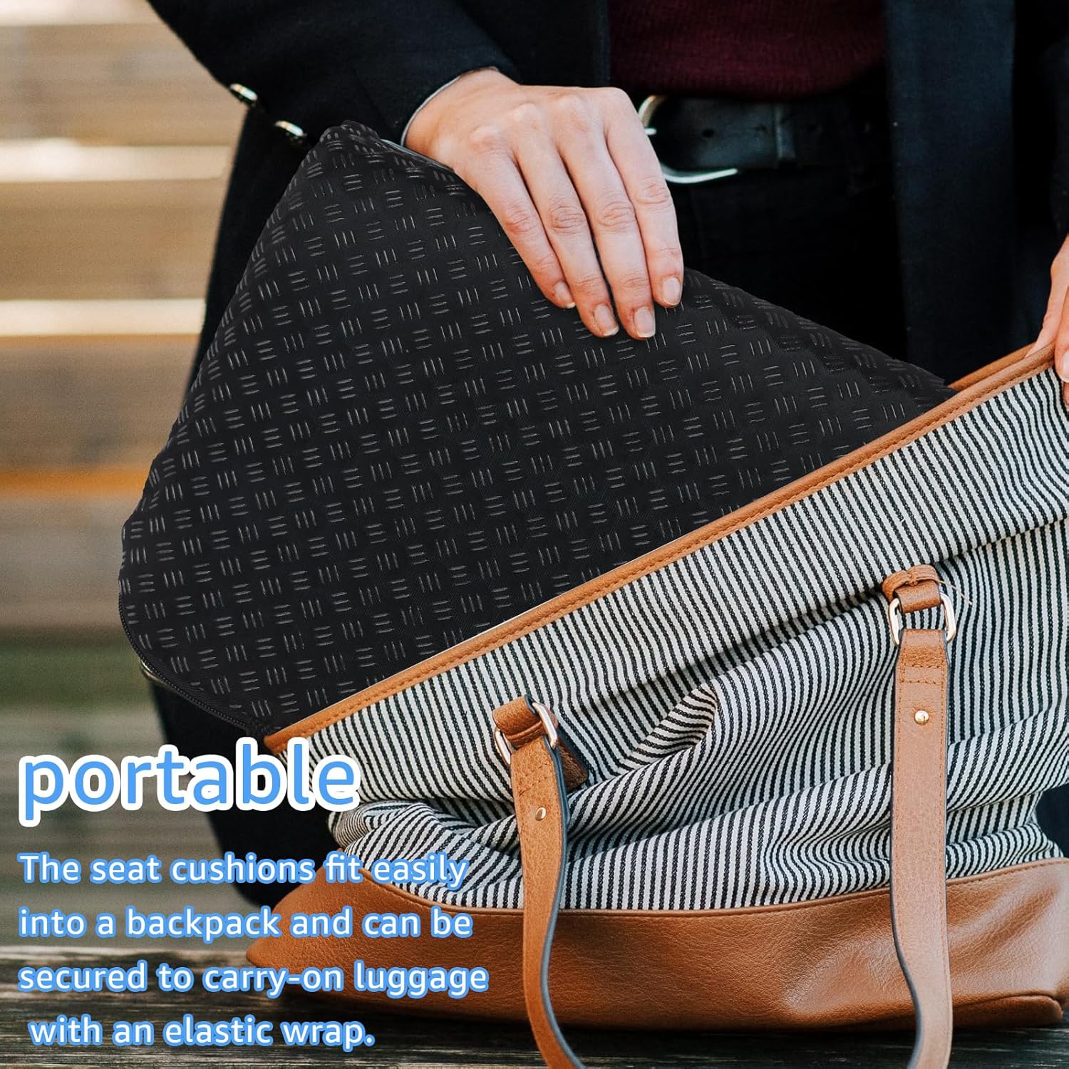 Portable Compact Seat Cushion (14.5" x 10.6") Foldable Travel Cushion, for Airplane Seats, Camping, Stadium, Cinema, Garden Benches Seat Cushion - Image 5